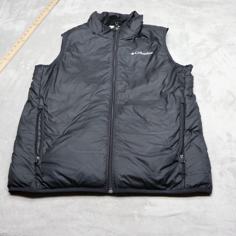 Columbia Down Vest Mens Small Black Walker Mill Heat Seal Insulated Omni Heat